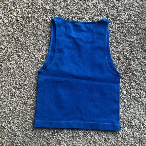 Primark Blue Ribbed Crop Tank M | New No Tags - Picture 2 of 3